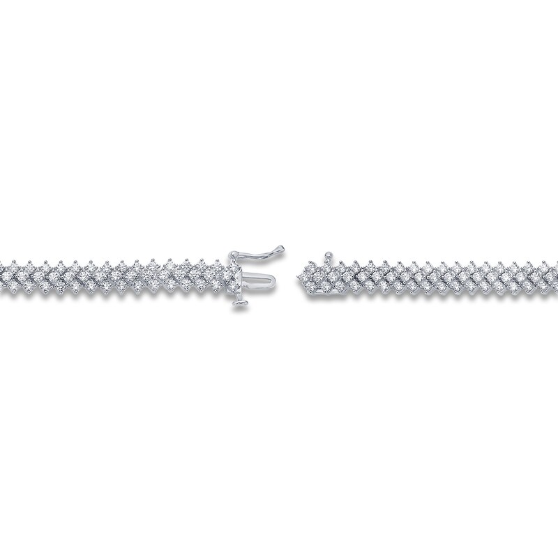 Main Image 3 of Diamond Staggered Three-Row Tennis Style Bracelet 5 ct tw 14K White Gold 7"