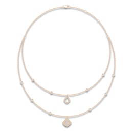 Diamond Layered Necklace 1 ct tw 14K Yellow Gold 18"