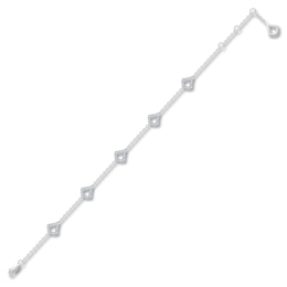 Diamond Shield-Shaped Link Bracelet 1/2 ct tw 14K White Gold 7.5"