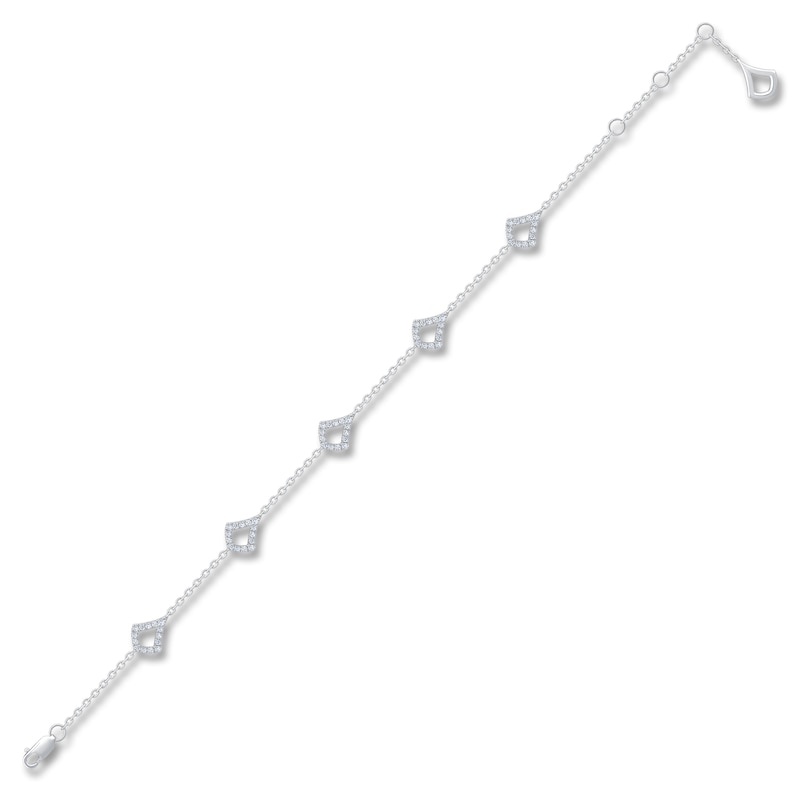 Main Image 1 of Diamond Shield-Shaped Link Bracelet 1/2 ct tw 14K White Gold 7.5"