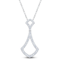 Diamond Shield Necklace 1/3 ct tw 14K White Gold 18"