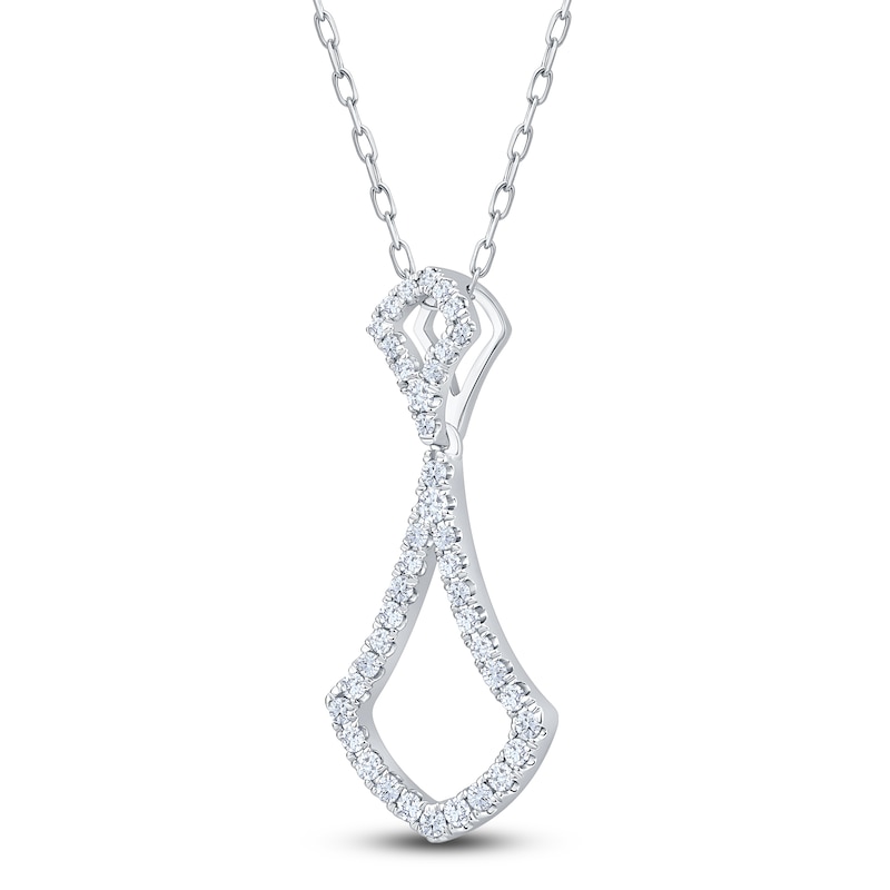 Main Image 3 of Diamond Shield Necklace 1/3 ct tw 14K White Gold 18"
