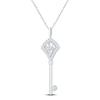 Thumbnail Image 3 of Baguette & Round-Cut Diamond Key Necklace 1/4 ct tw 14K White Gold 18"