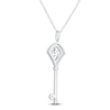 Thumbnail Image 4 of Baguette & Round-Cut Diamond Key Necklace 1/4 ct tw 14K White Gold 18"