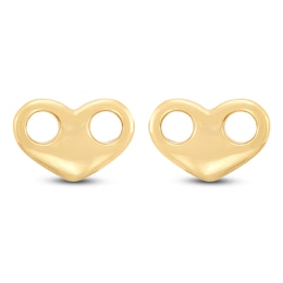 Italia D'Oro Heart Mariner Link Stud Earrings 14K Yellow Gold