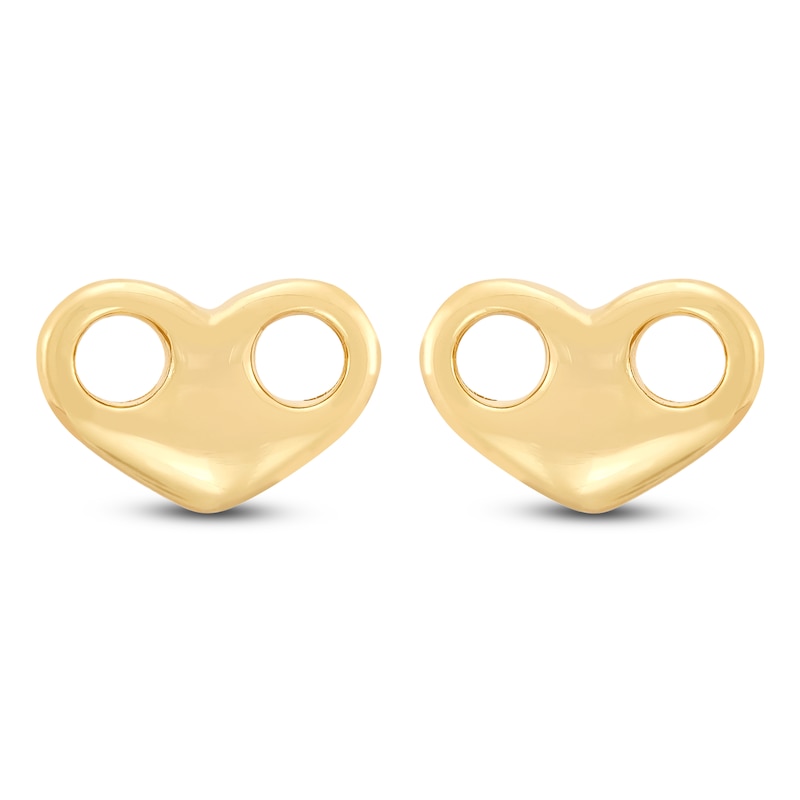 Main Image 1 of Italia D'Oro Heart Mariner Link Stud Earrings 14K Yellow Gold