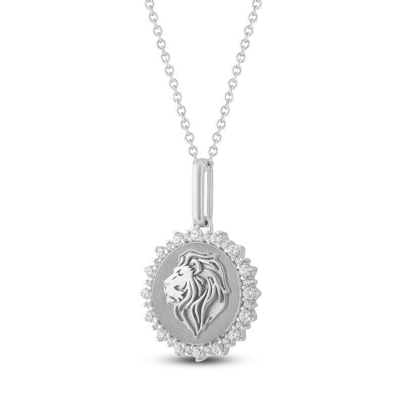 Main Image 2 of Diamond Zodiac Leo Medallion Necklace 1/3 ct tw Sterling Silver 18"