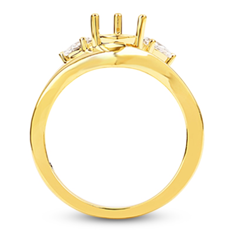 Main Image 2 of Storied Diamond Desert Sands of Eternity Pear-Shaped Three-Stone Engagement Ring Setting 3/8 ct tw 18K Yellow Gold