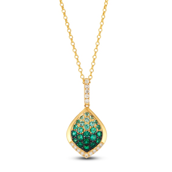Le Vian Emerald Ombré Necklace 1/8 ct tw Diamonds 14K Honey Gold 19"