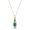 Thumbnail Image 1 of Marquise & Square-Cut Natural Emerald & Diamond Drop Necklace 1/4 ct tw 14K Yellow Gold 18"