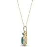 Thumbnail Image 2 of Marquise & Square-Cut Natural Emerald & Diamond Drop Necklace 1/4 ct tw 14K Yellow Gold 18"