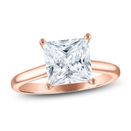 Princess-Cut Lab-Grown Diamond Solitaire Plus Engagement Ring 3 ct tw 18K Rose Gold (VS2/F)