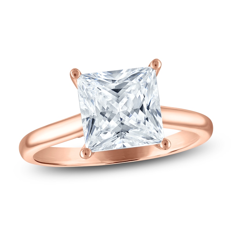 Main Image 1 of Princess-Cut Lab-Grown Diamond Solitaire Plus Engagement Ring 3 ct tw 18K Rose Gold (VS2/F)
