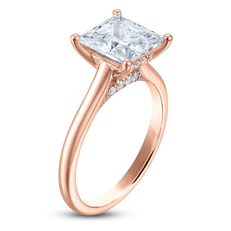 Main Image 2 of Princess-Cut Lab-Grown Diamond Solitaire Plus Engagement Ring 3 ct tw 18K Rose Gold (VS2/F)