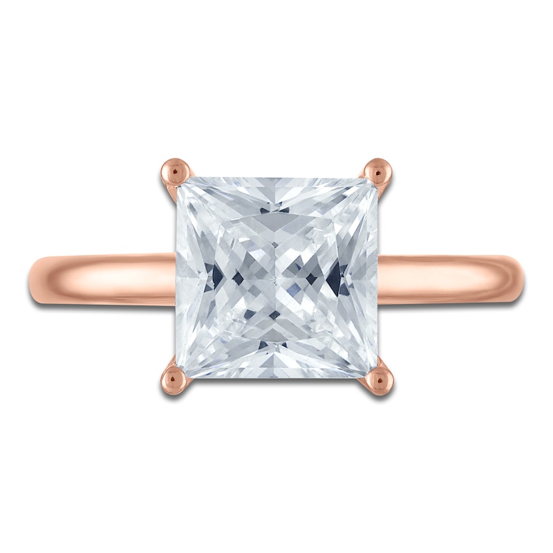 Main Image 3 of Princess-Cut Lab-Grown Diamond Solitaire Plus Engagement Ring 3 ct tw 18K Rose Gold (VS2/F)