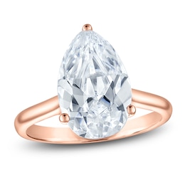 Pear-Shaped Lab-Grown Diamond Solitaire Plus Engagement Ring 2-5/8 ct tw 18K Rose Gold (VS2/F)