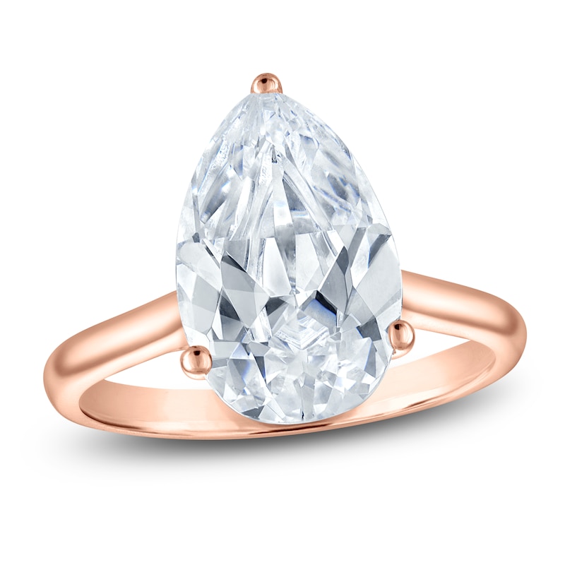 Main Image 1 of Pear-Shaped Lab-Grown Diamond Solitaire Plus Engagement Ring 2-5/8 ct tw 18K Rose Gold (VS2/F)