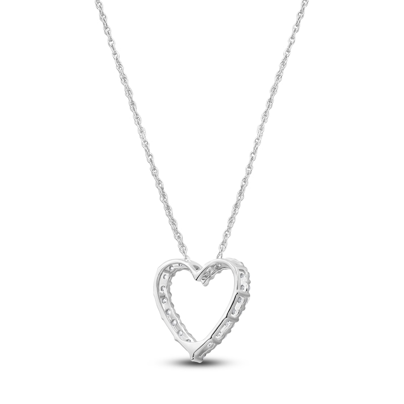Main Image 4 of Lab-Grown Diamond Heart Outline Necklace 1/4 ct tw 14K White Gold 18"