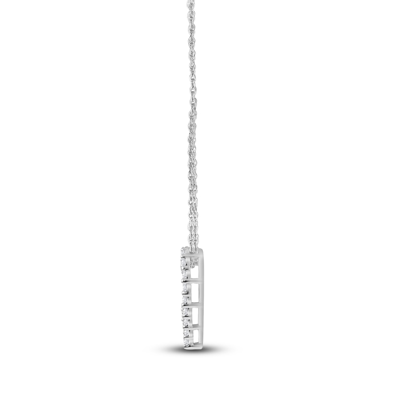Main Image 5 of Lab-Grown Diamond Heart Outline Necklace 1/4 ct tw 14K White Gold 18"