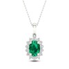 Thumbnail Image 1 of Oval-Cut Natural Emerald & Diamond Halo Necklace 1/5 ct tw 14K White Gold 18"