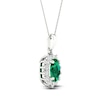 Thumbnail Image 2 of Oval-Cut Natural Emerald & Diamond Halo Necklace 1/5 ct tw 14K White Gold 18"