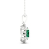 Thumbnail Image 3 of Oval-Cut Natural Emerald & Diamond Halo Necklace 1/5 ct tw 14K White Gold 18"