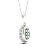 Thumbnail Image 4 of Oval-Cut Natural Emerald & Diamond Halo Necklace 1/5 ct tw 14K White Gold 18"