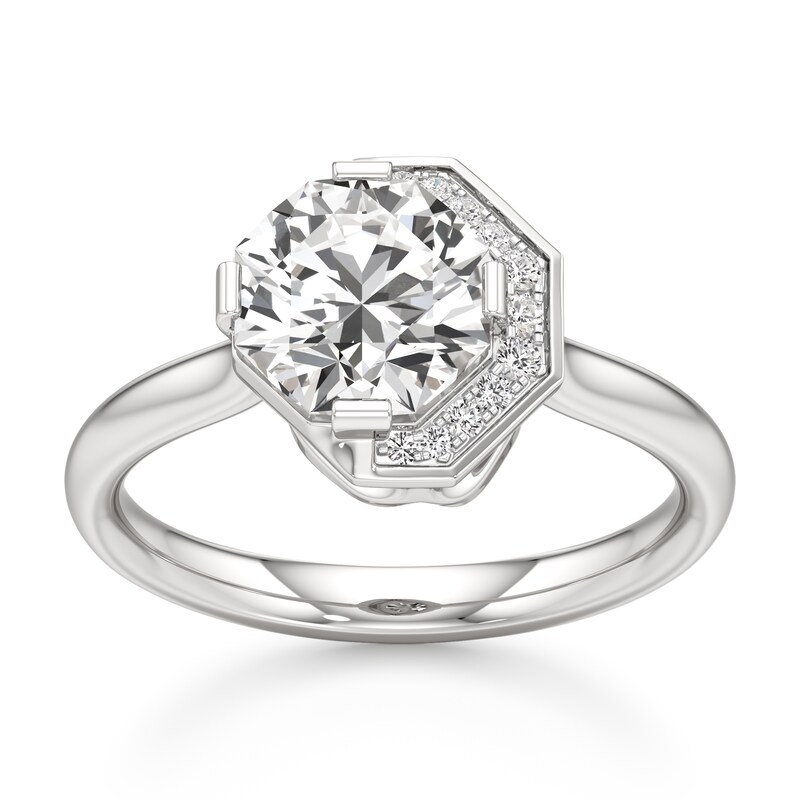 Main Image 1 of J'Lure Octagon Brilliant-Cut Lab-Grown Diamond Half-Halo Engagement Ring 2 ct tw 18K White Gold