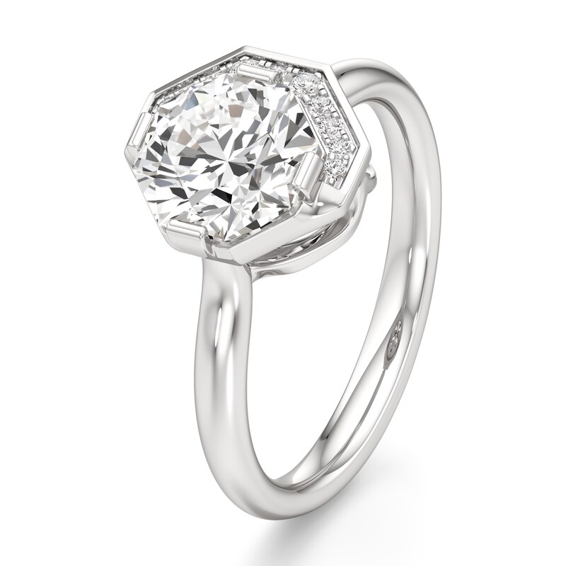 Main Image 4 of J'Lure Octagon Brilliant-Cut Lab-Grown Diamond Half-Halo Engagement Ring 2 ct tw 18K White Gold
