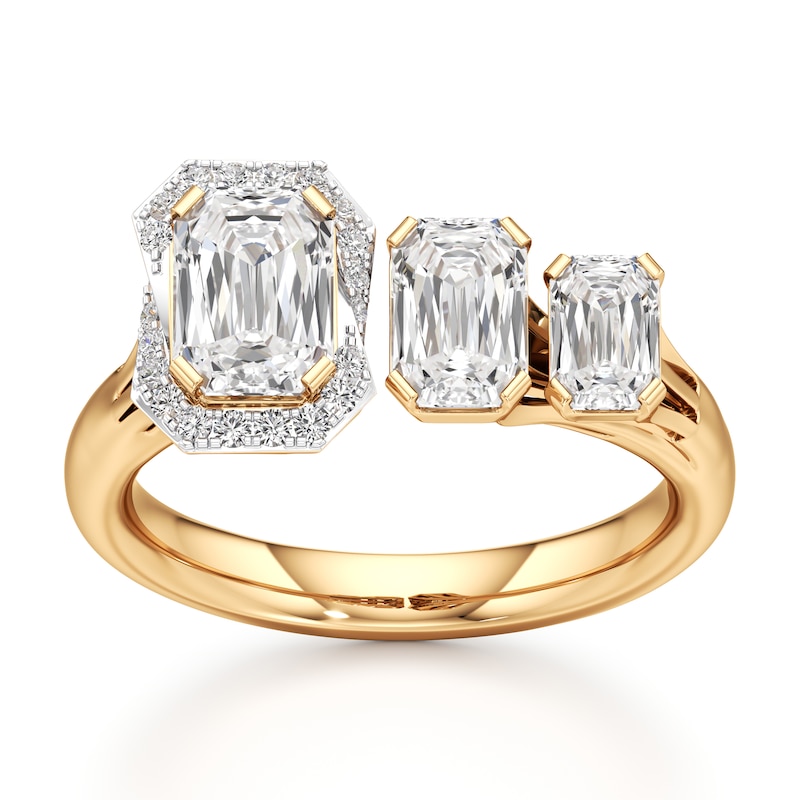 Main Image 1 of J'Lure Imperial-Emerald Step-Cut Lab-Grown Diamond Engagement Ring 2-1/6 ct tw 18K Yellow Gold