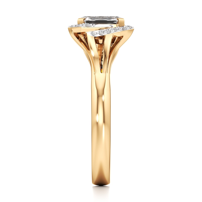 Main Image 3 of J'Lure Imperial-Emerald Step-Cut Lab-Grown Diamond Engagement Ring 2-1/6 ct tw 18K Yellow Gold