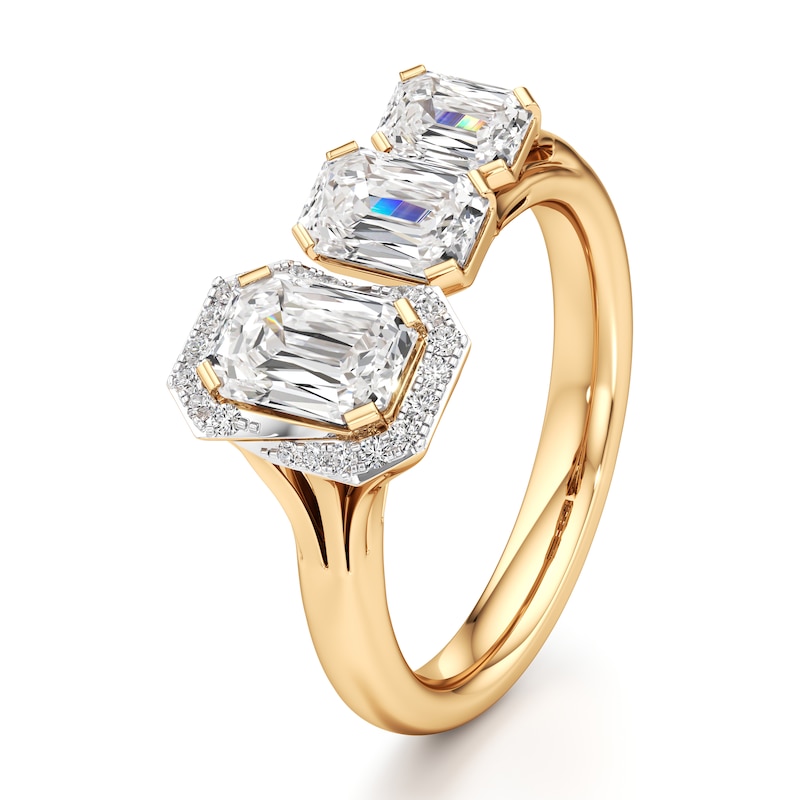 Main Image 4 of J'Lure Imperial-Emerald Step-Cut Lab-Grown Diamond Engagement Ring 2-1/6 ct tw 18K Yellow Gold