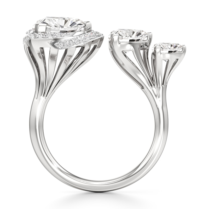 Main Image 2 of J'Lure Trillion Curved Brilliant-Cut Lab-Grown Diamond Engagement Ring 3-1/3 ct tw 18K White Gold