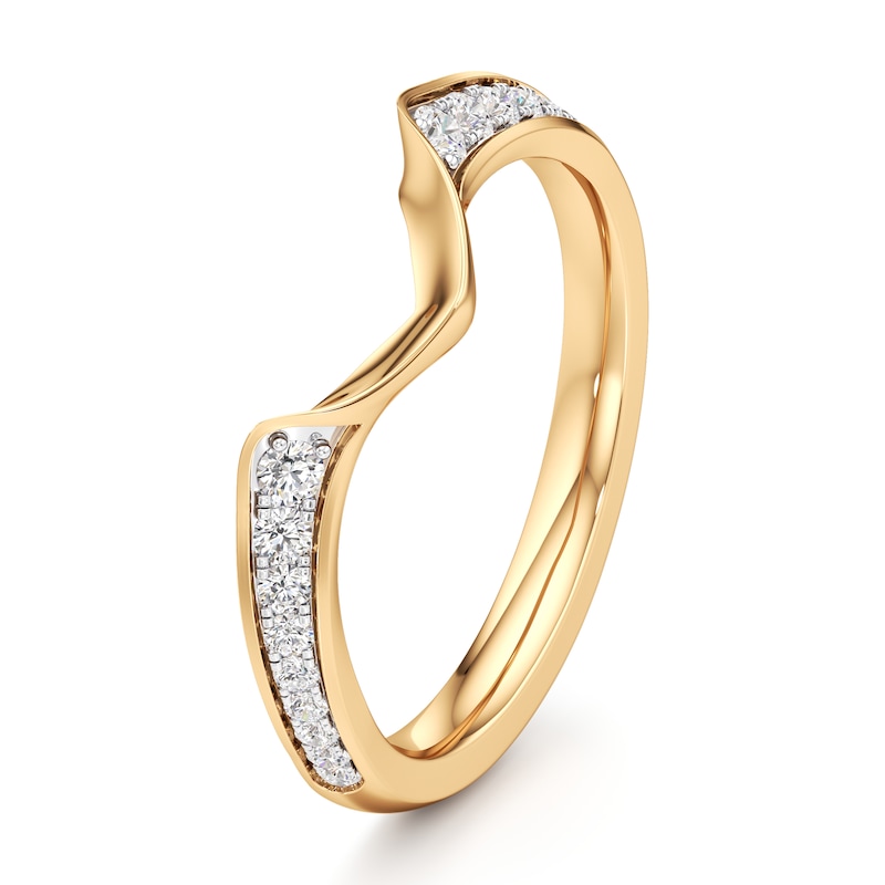Main Image 4 of J'Lure Lab-Grown Diamond Contour Wedding Band 1/5 ct tw 18K Yellow Gold