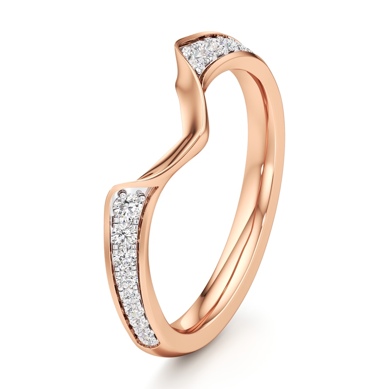 Main Image 4 of J'Lure Lab-Grown Diamond Contour Wedding Band 1/5 ct tw 18K Rose Gold