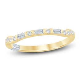 Pnina Tornai Baguette & Round-Cut Diamond Contour Anniversary Ring 1/4 ct tw 14K Yellow Gold