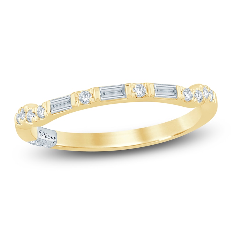 Main Image 1 of Pnina Tornai Baguette & Round-Cut Diamond Contour Anniversary Ring 1/4 ct tw 14K Yellow Gold