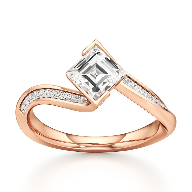 Main Image 1 of J'Lure Carre Step-Cut Lab-Grown Diamond Bypass Engagement Ring 1-1/8 ct tw 18K Rose Gold