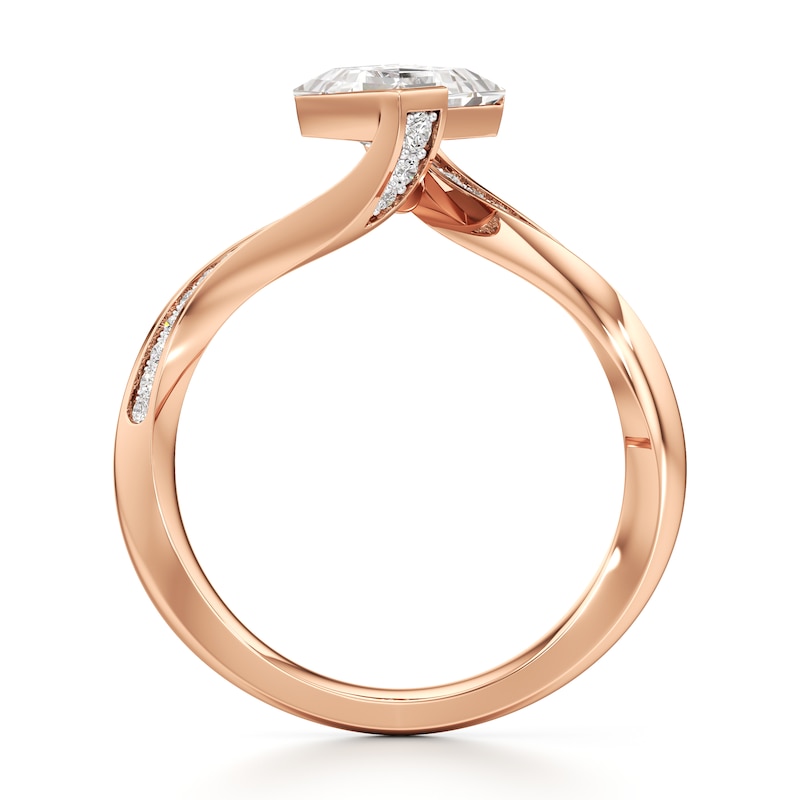 Main Image 2 of J'Lure Carre Step-Cut Lab-Grown Diamond Bypass Engagement Ring 1-1/8 ct tw 18K Rose Gold
