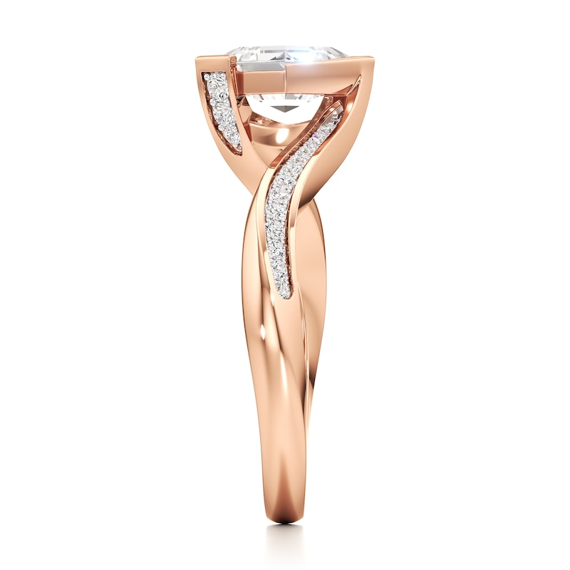 Main Image 3 of J'Lure Carre Step-Cut Lab-Grown Diamond Bypass Engagement Ring 1-1/8 ct tw 18K Rose Gold