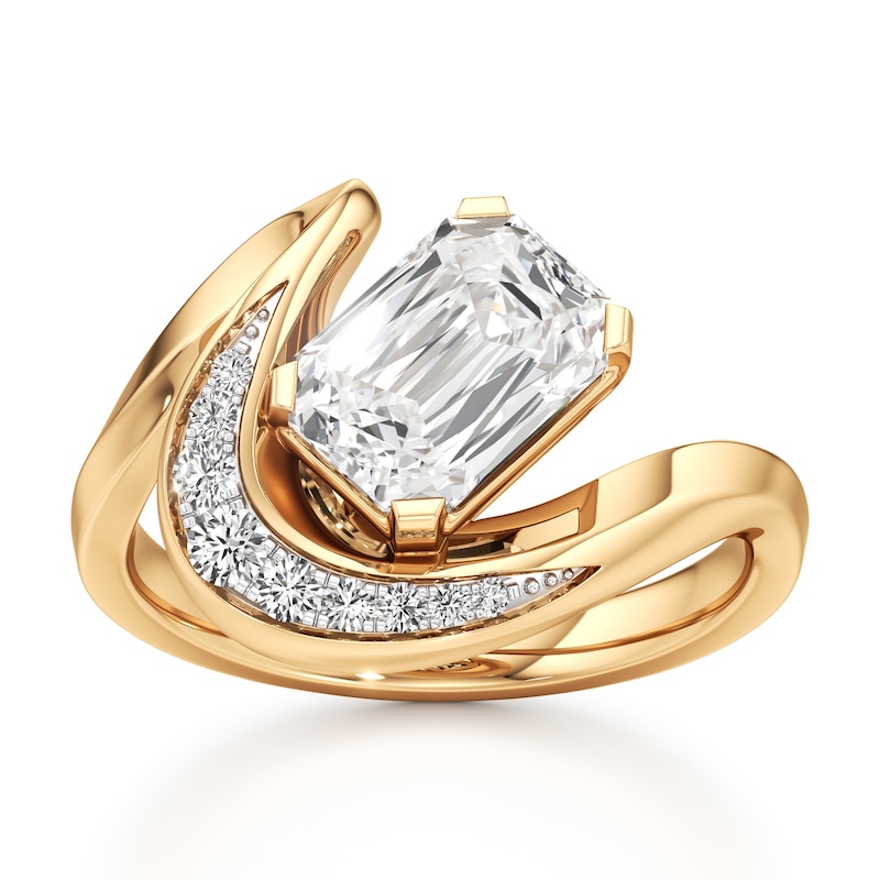 Main Image 1 of J'Lure Imperial-Emerald Step-Cut Lab-Grown Diamond Engagement Ring 2 ct tw 18K Yellow Gold