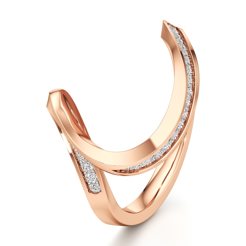 Main Image 4 of J'Lure Lab-Grown Diamond Contour Wedding Band 1/6 ct tw 18K Rose Gold