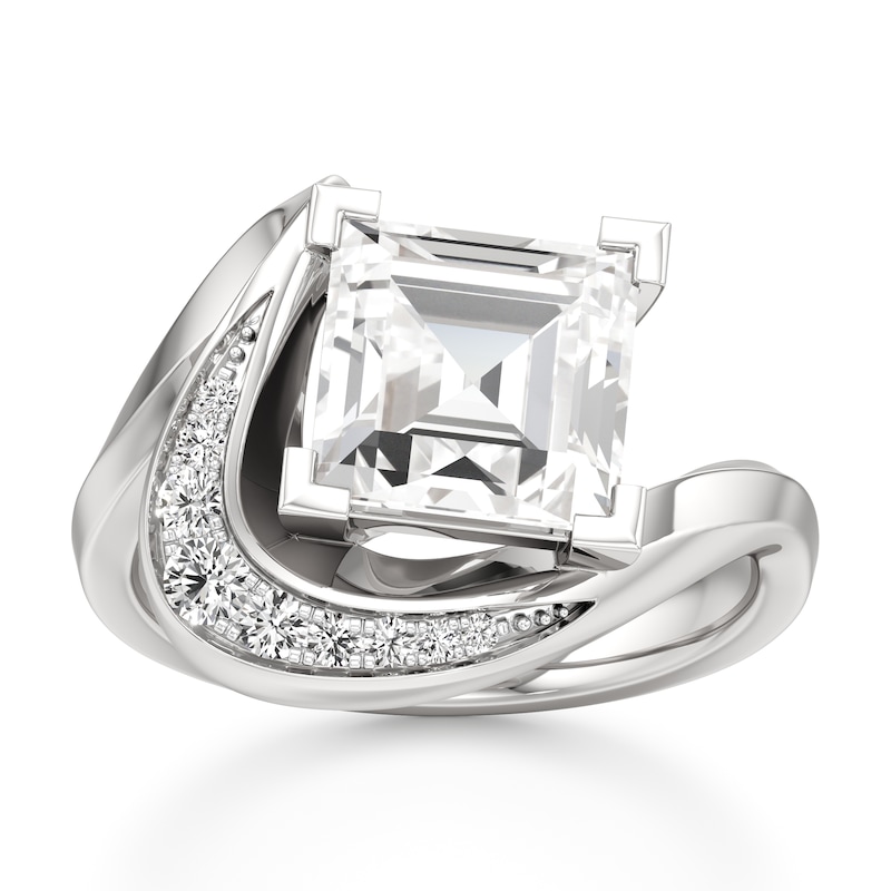 Main Image 1 of J'Lure Carre Step-Cut Lab-Grown Diamond Engagement Ring 3 ct tw 18K White Gold