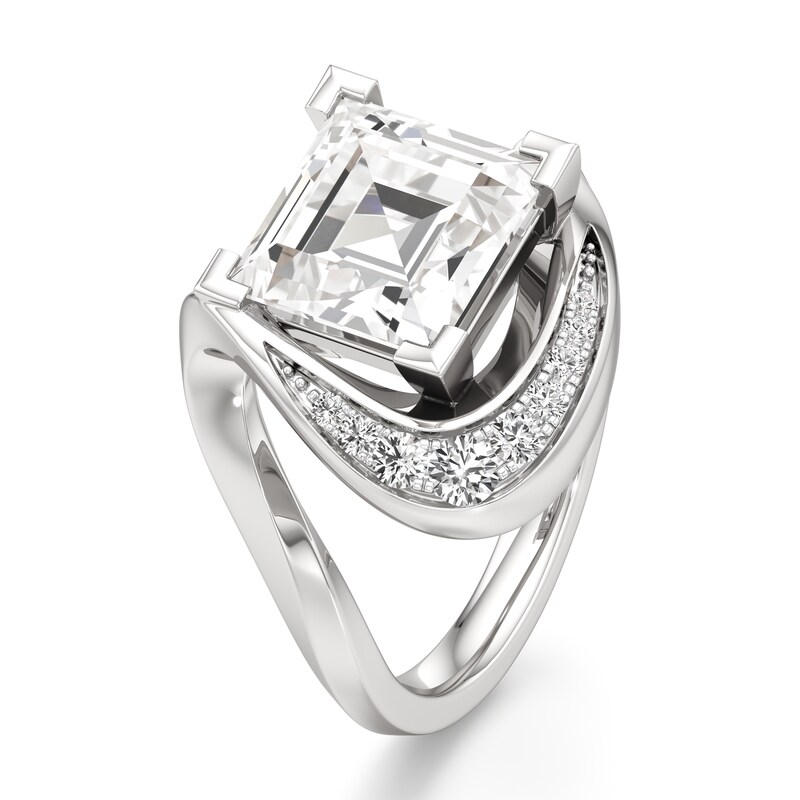 Main Image 4 of J'Lure Carre Step-Cut Lab-Grown Diamond Engagement Ring 3 ct tw 18K White Gold