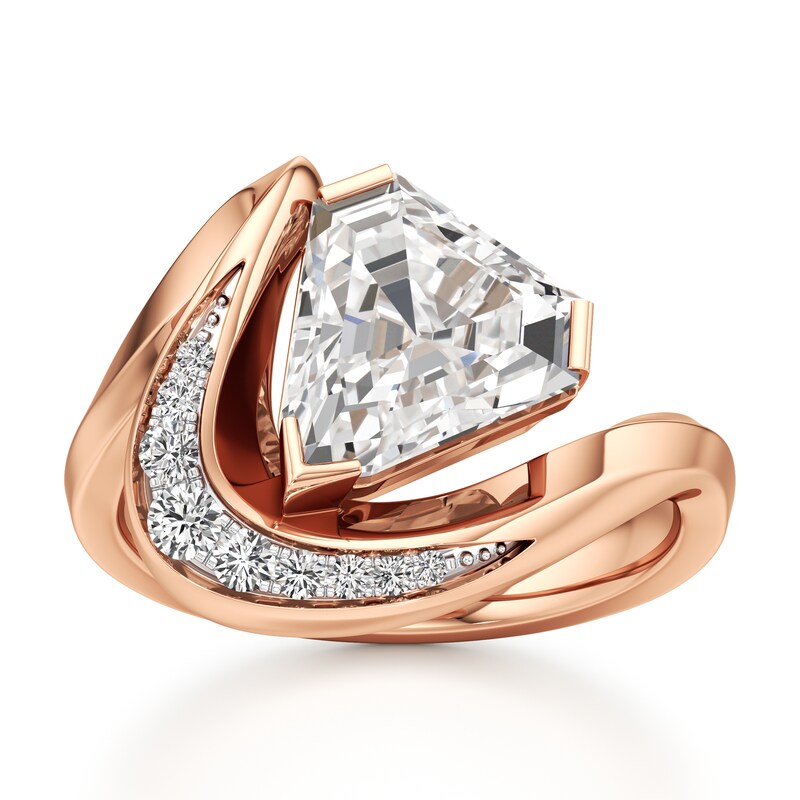 Main Image 1 of J'Lure Shield Step-Cut Lab-Grown Diamond Engagement Ring 3 ct tw 18K Rose Gold