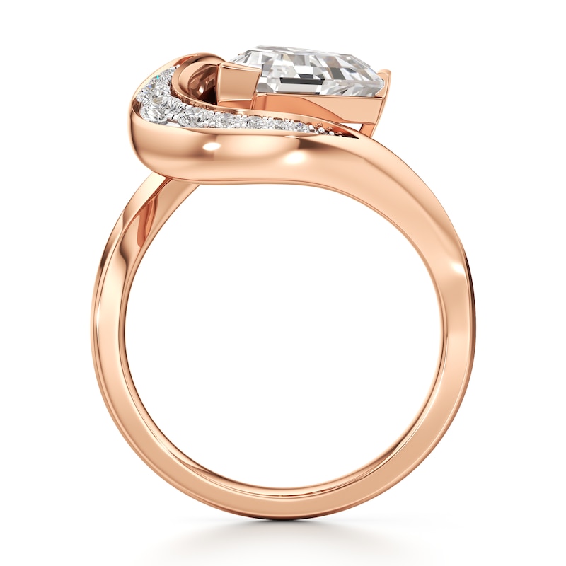 Main Image 2 of J'Lure Shield Step-Cut Lab-Grown Diamond Engagement Ring 3 ct tw 18K Rose Gold