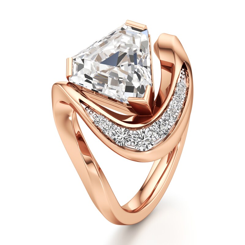 Main Image 4 of J'Lure Shield Step-Cut Lab-Grown Diamond Engagement Ring 3 ct tw 18K Rose Gold