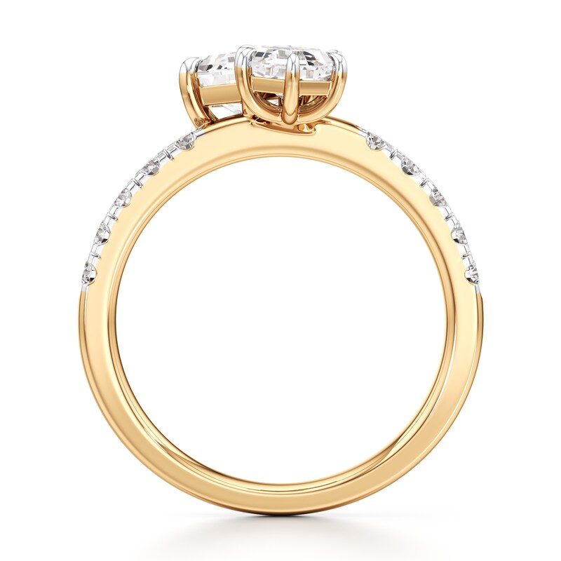 Main Image 2 of J'Lure Hexagon Step-Cut Two-Stone Lab-Grown Diamond Engagement Ring 1-3/4 ct tw 18K Yellow Gold