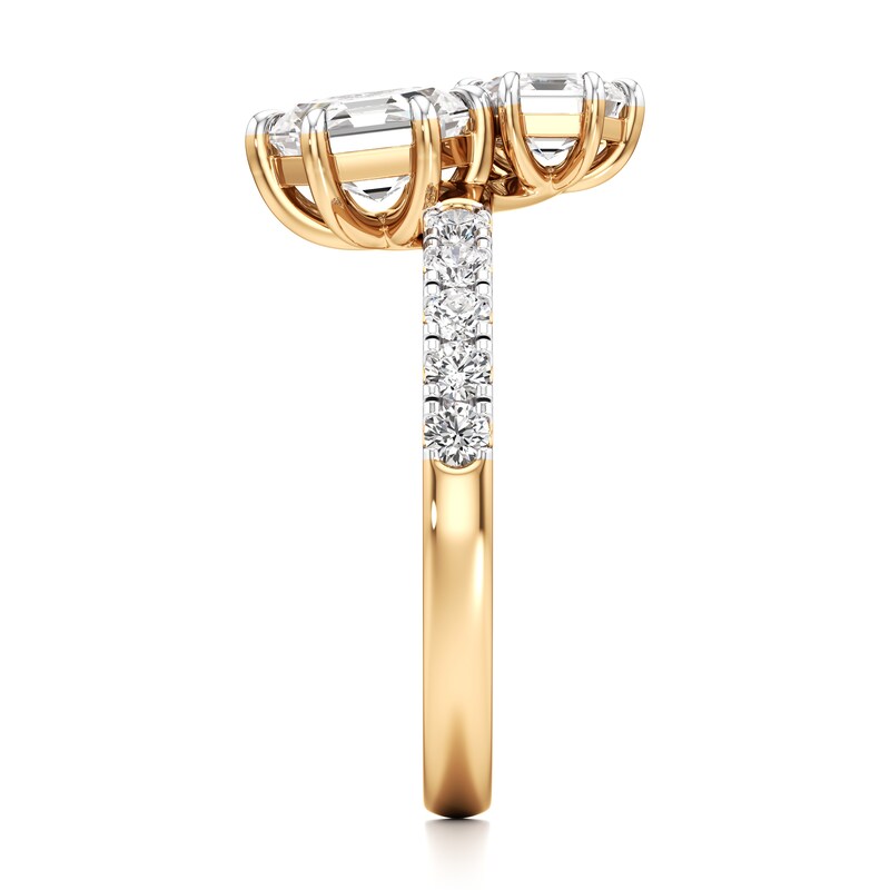 Main Image 3 of J'Lure Hexagon Step-Cut Two-Stone Lab-Grown Diamond Engagement Ring 1-3/4 ct tw 18K Yellow Gold