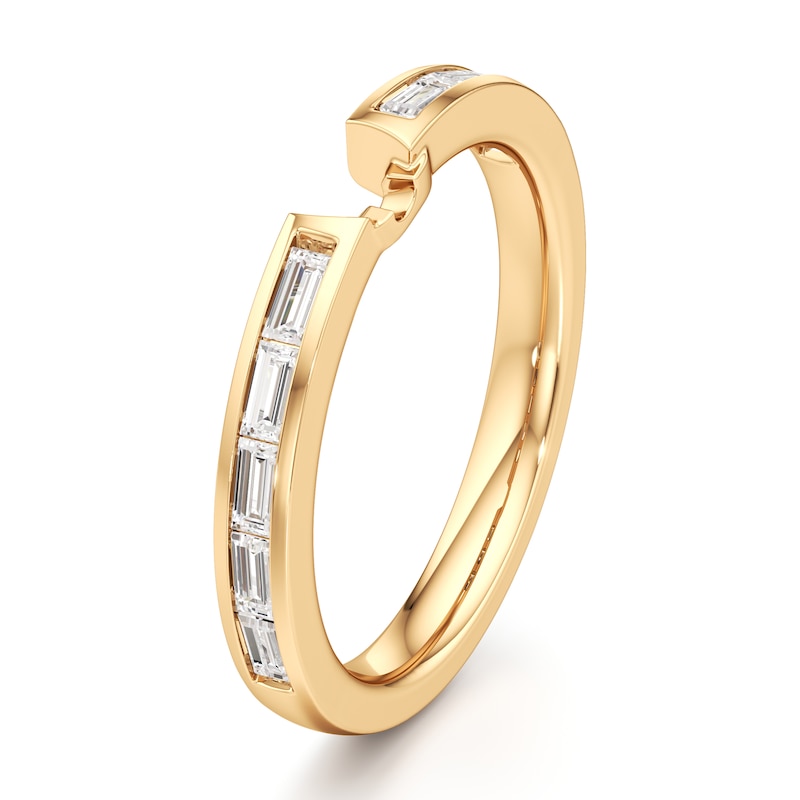 Main Image 4 of J'Lure Baguette-Cut Lab-Grown Diamond Contour Wedding Band 1/3 ct tw 18K Yellow Gold